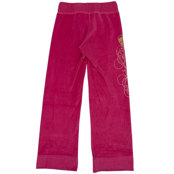 Vtg Y2K Juicy Couture Pink Velour Rhinestone Track Pants | Barbiecore McBling S - Picture 7 of 16